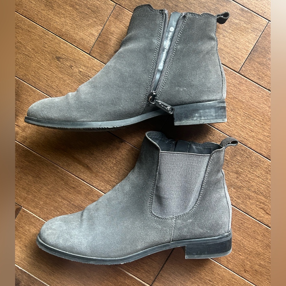 Gray Suede Ankle Boots